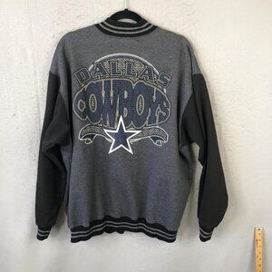 Vintage Dallas Cowboys Jacket Mens XL Gray NFL Football Team Rated Varsity 90s
